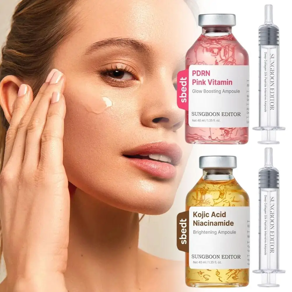 40ml Sungboon Editor Ampoule Serum,PDRN Pink Vitamin & Kojic Acid Niacinamide Silk Peptide Face Essence,Brightening Hydrating