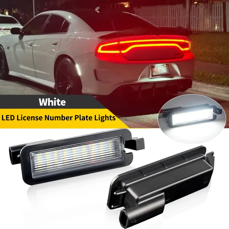 Lámpara de luz LED blanca para matrícula, 2 uds., 6000K, para Dodge Charger Challenger Chrysler 300 Pacifica Jeep Compass # 68211290 AB