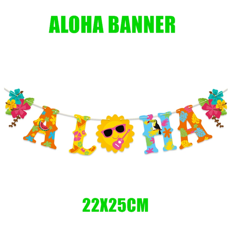 ﻿ Hawaiian Party Decorations Flamingo Balloons Aloha Banner Hawaii Photo Props Beach Summer Tropical Party Supplies