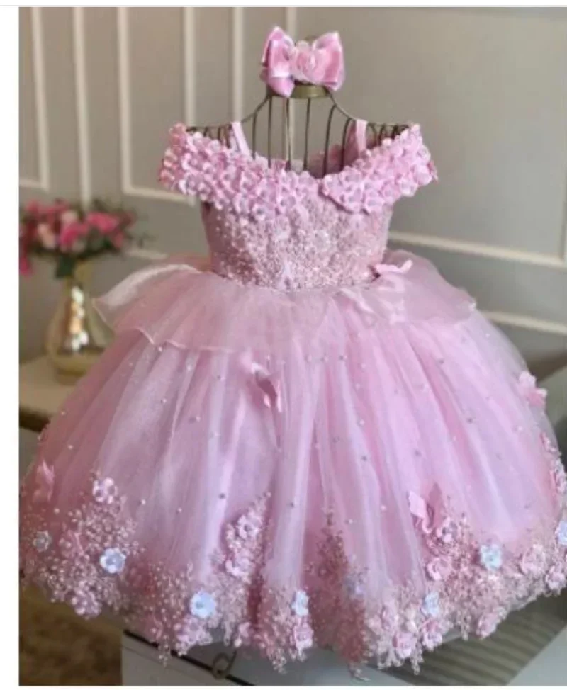 Flower Girl Dresses Sleeveless Floor-Length Ball Gown Wedding Bridesmaid Evening Prom Princess Pageant Dress for Girls 1-14