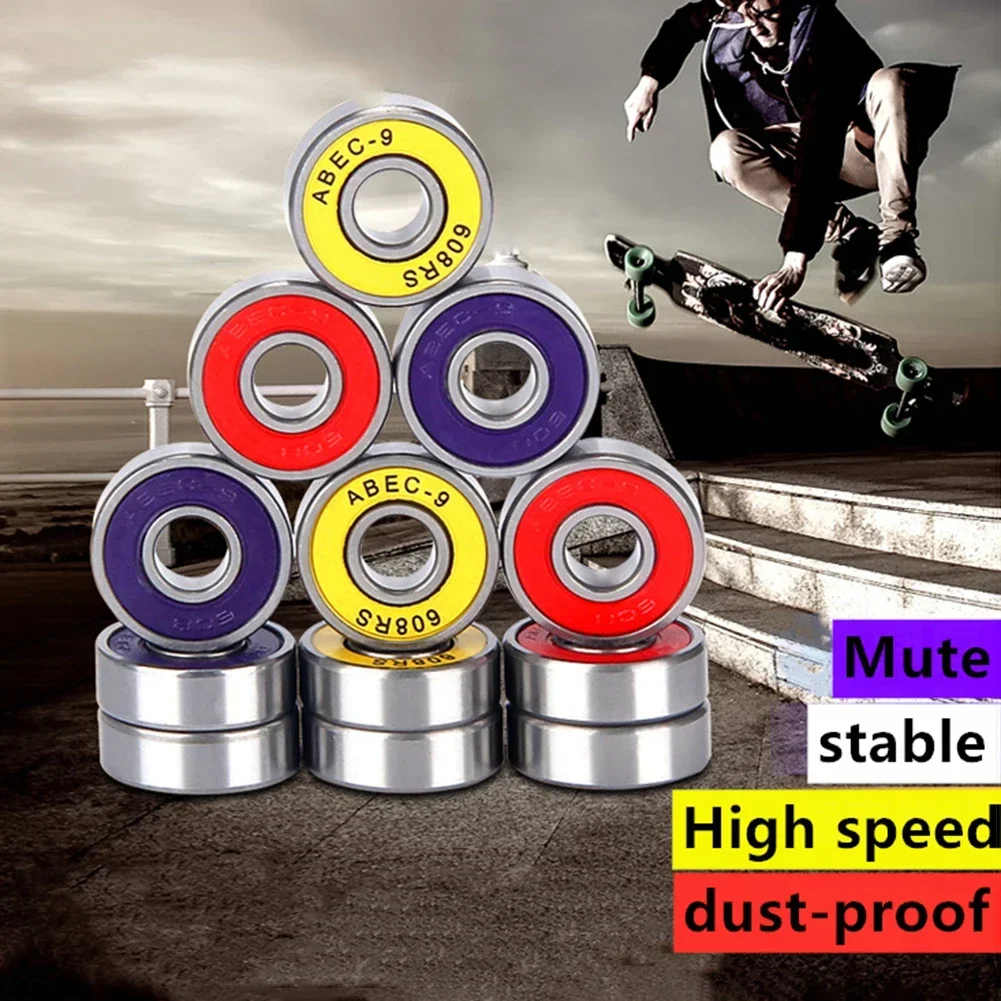 ABEC-7/ABEC-9 608 ลูกกลิ้งสเก็ตบอร์ดเหล็กปิดผนึกตลับลูกปืน 8x22x7 มม.แบริ่งสเก็ตบอร์ดสกู๊ตเตอร์อุปกรณ์เสริม