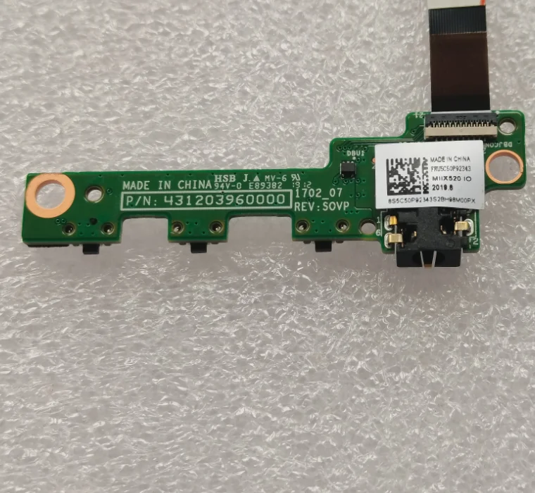 Para lenovo MIIX520-12IKB placa de botão interruptor, entrada de fone de ouvido, placa de áudio io 5c50p92343