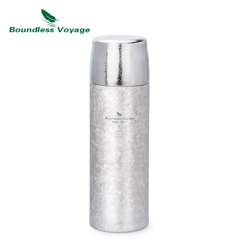 Boundless Voyage 500ml Outdoor Titanium Insulated Water Bottle Reusable Double Walled Cup Ultralight Leakproof Drinkware