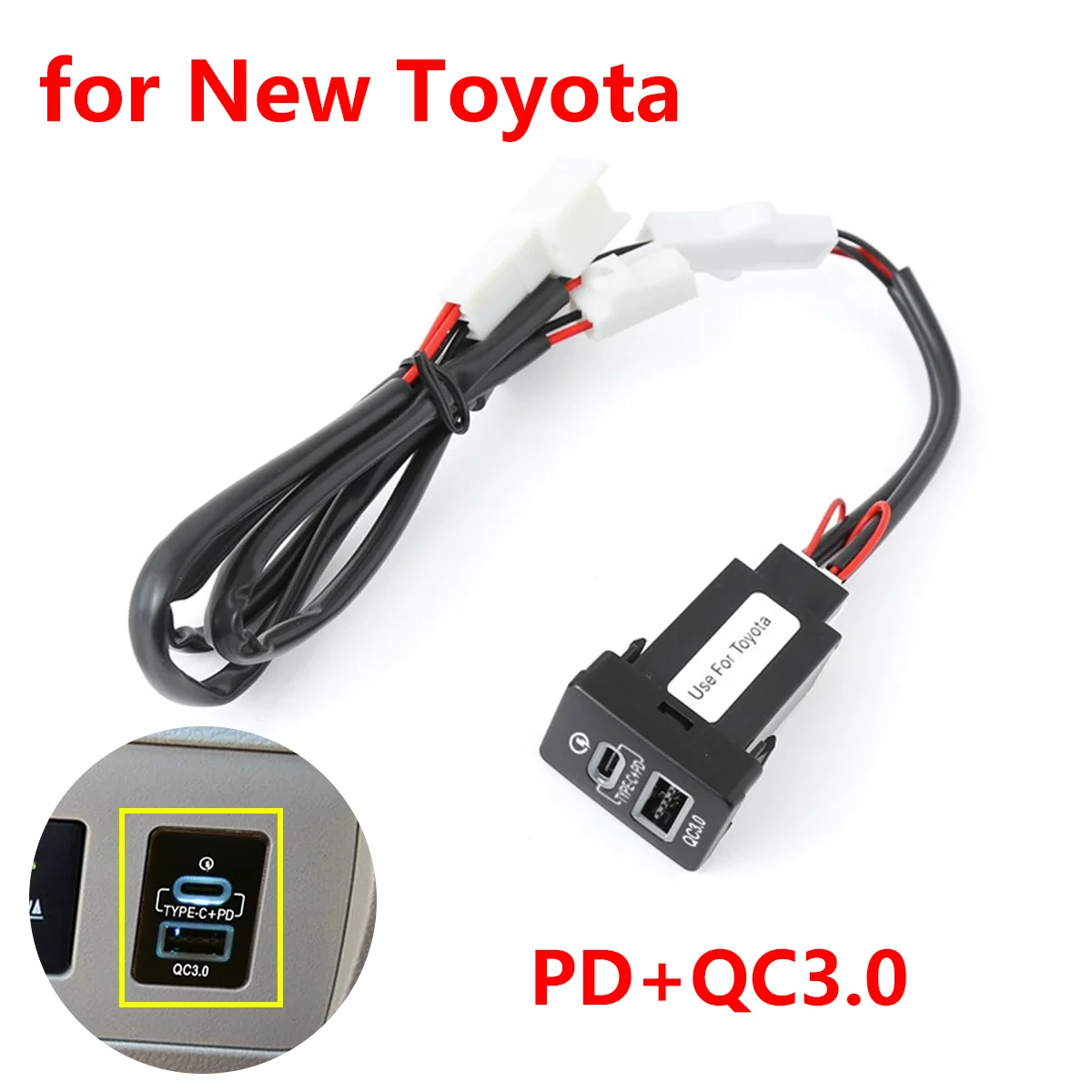 23mm * 34mm PD + QC3.0 Auto Ladegerät Buchse Schnelle Lade Outlet Power Adapter für Neue Toyota