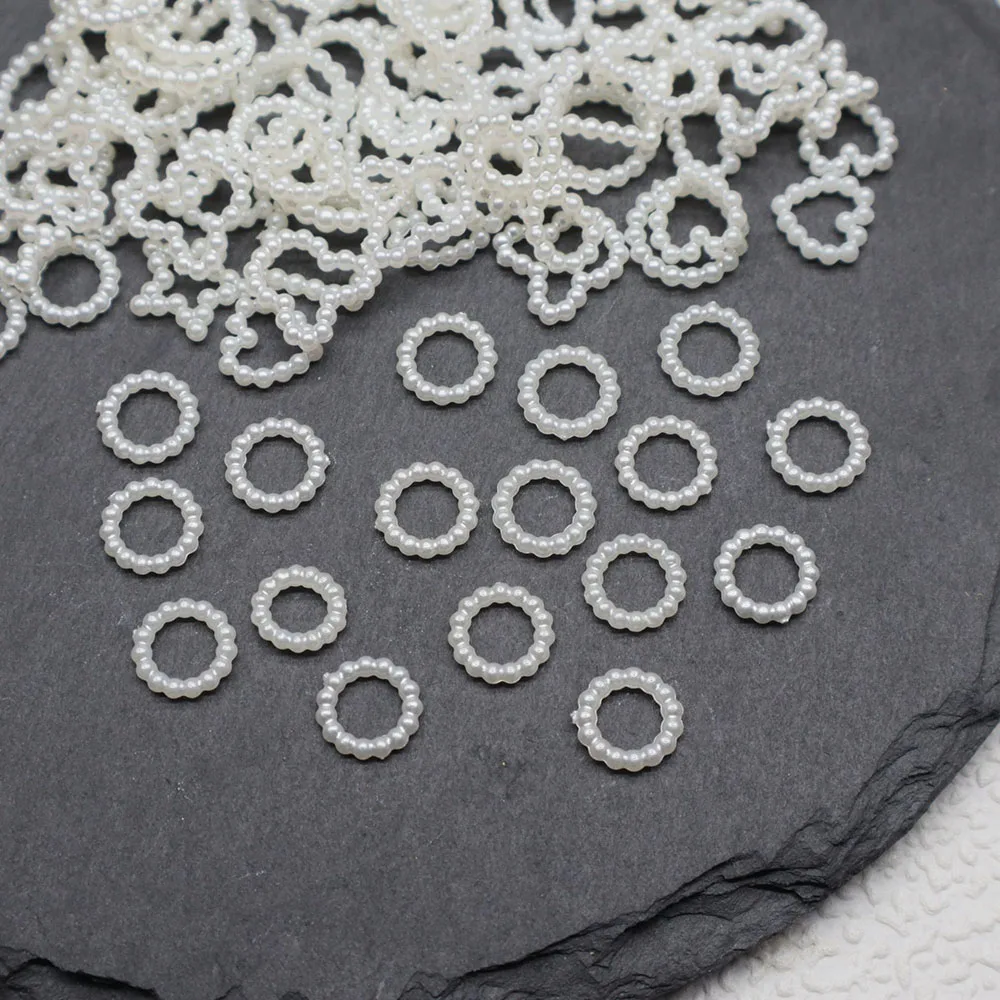 50 teile/beutel Weiß Herz Nagel Perlen für DIY Nagel Dekoration 3D Hohl Handwerk Schmuck Sterne Nägel Zubehör Maniküre Teile – Detail 1