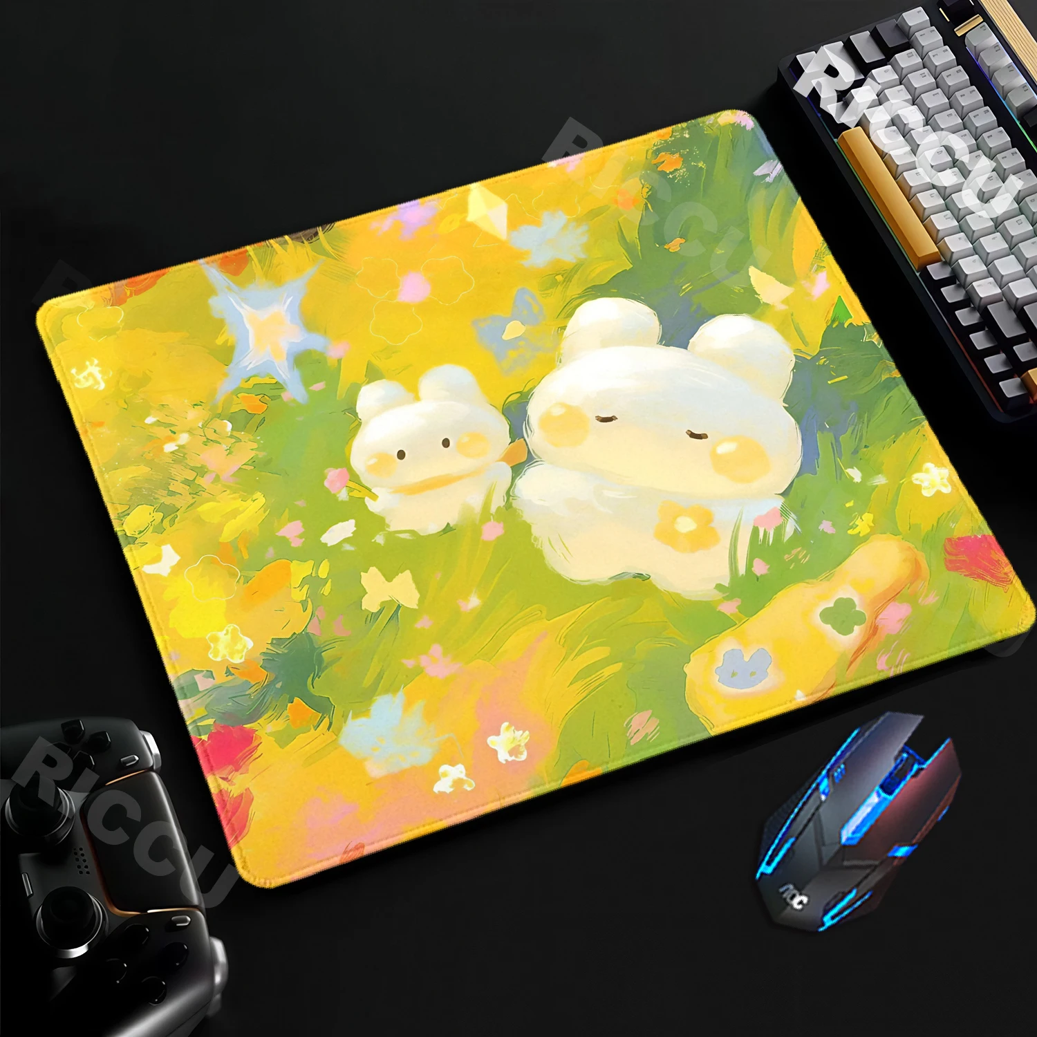 Small Size Kawaii Bunny Gaming Keyboard Pad Office Soft Anti-slip Carpet New Models Cute Rabbit Anime Home HD Printing Mousepads