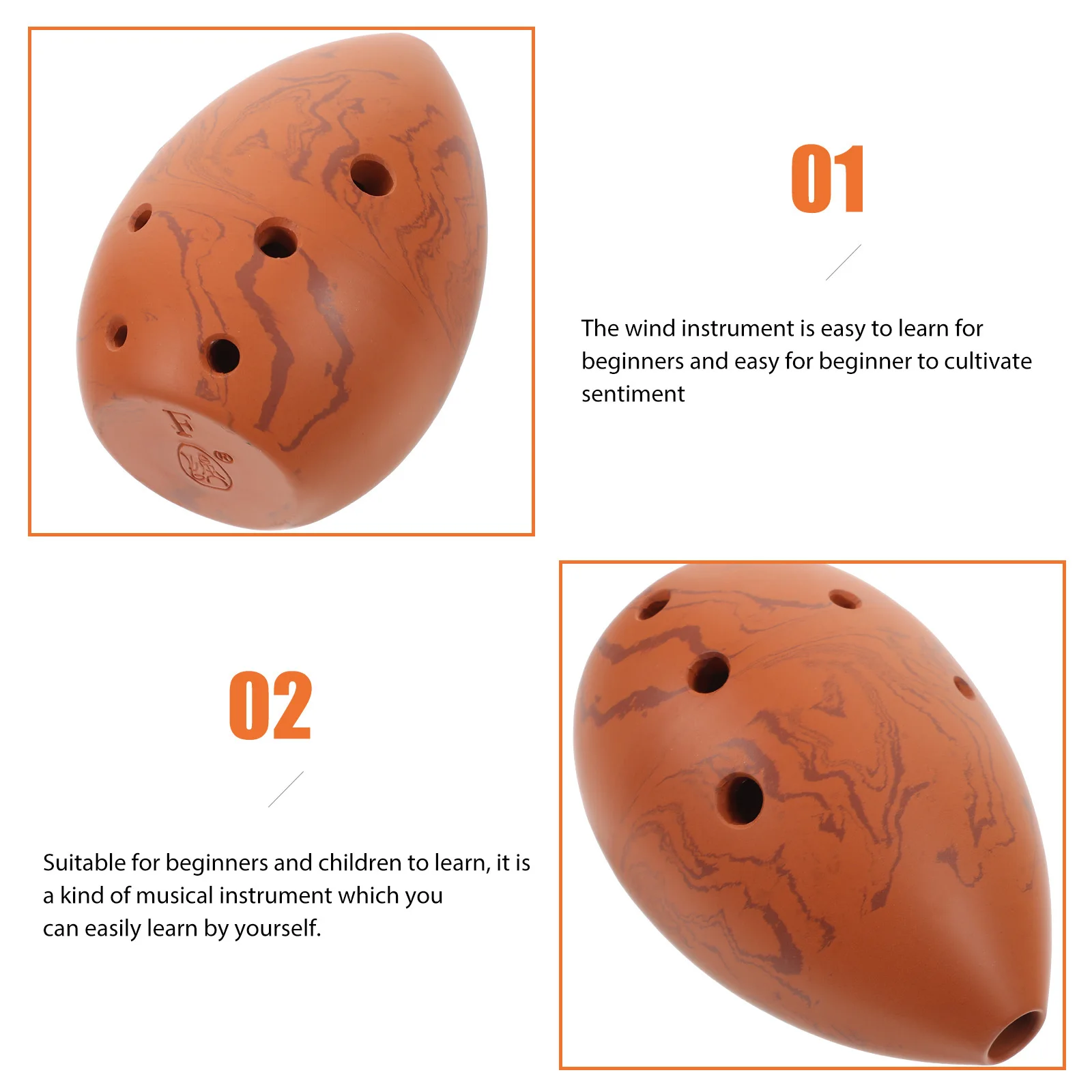 1 مجموعة المهنية 8 حفرة Xun عالية الجودة الفخار أداة الرياح الصغيرة المحمولة للمبتدئين والأطفال 8 حفرة Xun