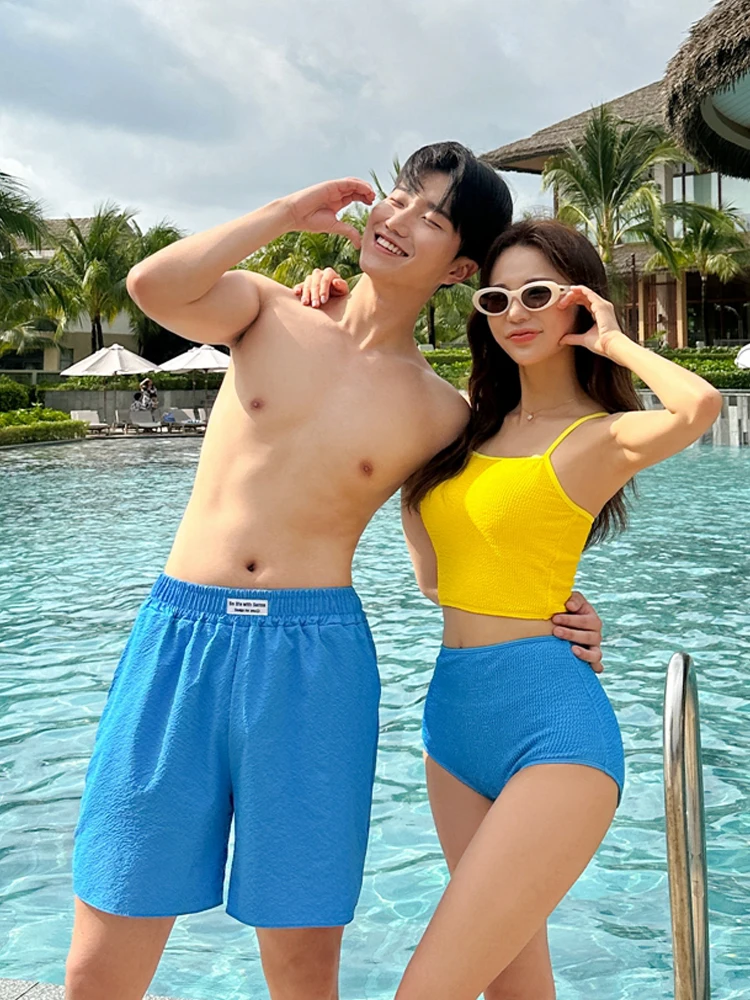 Retro-Bikini mit hoher Taille, Surfer-Paare, Badeanzüge, Herren-Strandhose, Schnorcheln, Surfen, Bademode, Ice Lake We Universal Brand