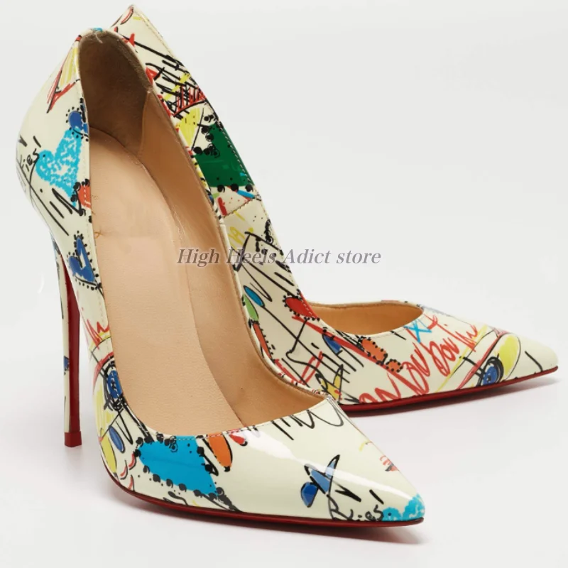 المرأة الساخن الفرخ الطباعة الجلود عالية الكعب مدبب تو مثير الخناجر 8/10/12 سنتيمتر الفاخرة مصمم مضخات فستان الحفلات الأحذية #3