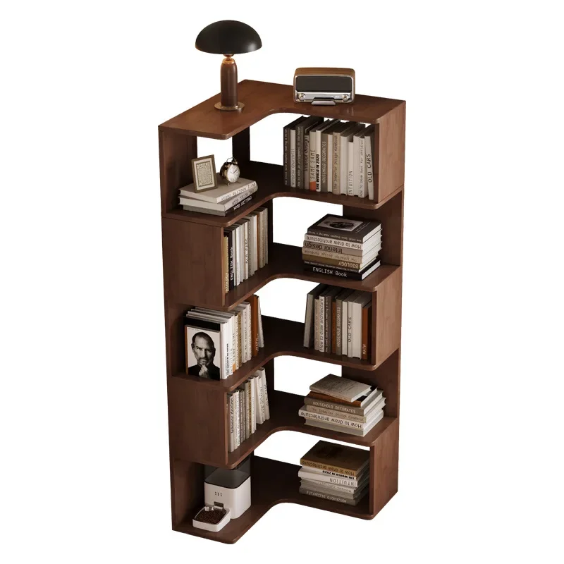 

Solid wood corner bookshelf, floor shelf, household living room corner cabinet, corner storage rack