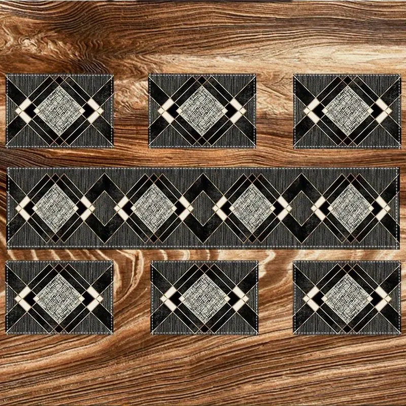 VIKAMA Retro Light Luxury Table Flag Meal Mat Set Waterproof and Anti slip Kitchen Restaurant Table Mat Home Decoration