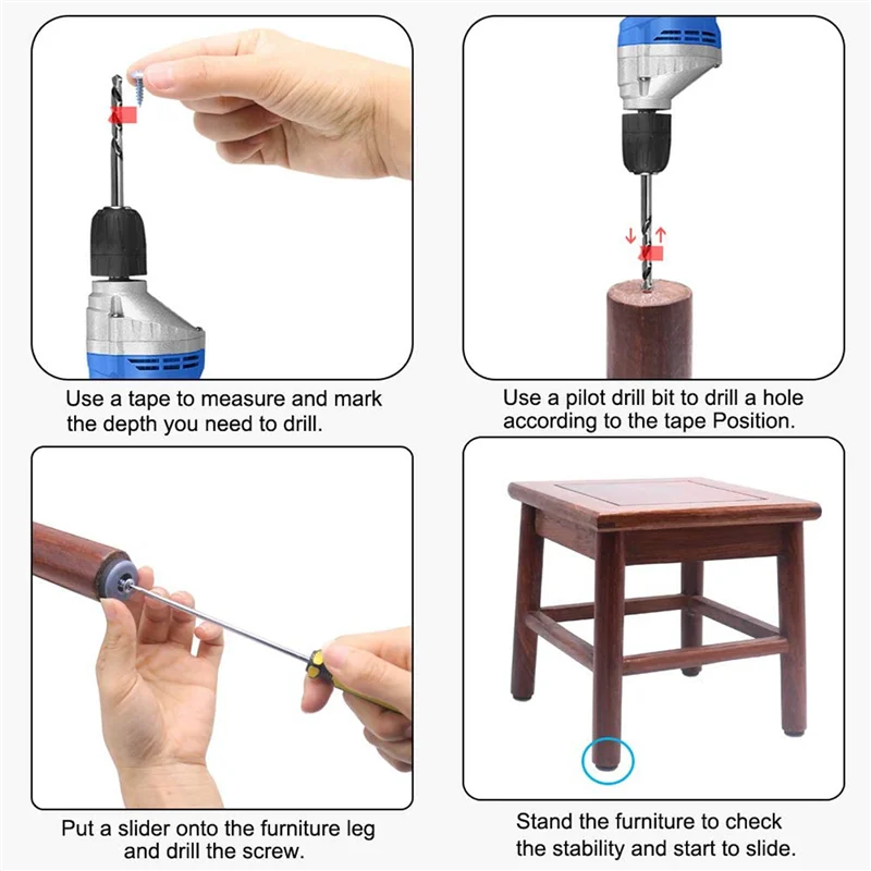 

ABAH-192Pcs Furniture Gliders PTFE Easy Moving Sliders With Screw Floor Protector For Tiled Hardwood Floors(25Mm Round)