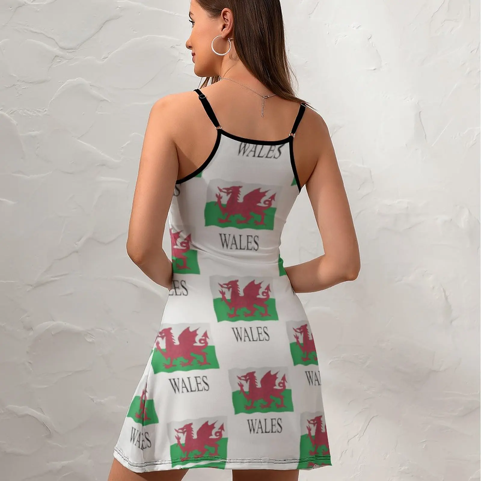 Sexy  Woman's Gown Suspender Dress Welsh Flag  Tapestry  Women's Sling Dress Graphic  Parties Funny Novelty