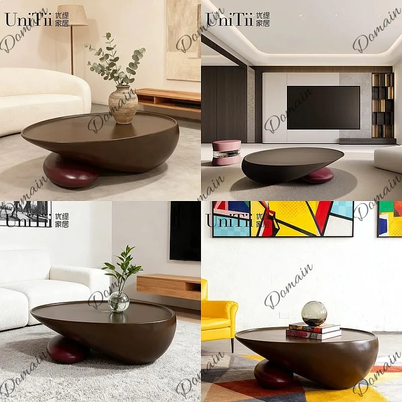 Minimalist Pebble Shape Coffee Table Modern Designer Living Room Luxury High-End Center Table
