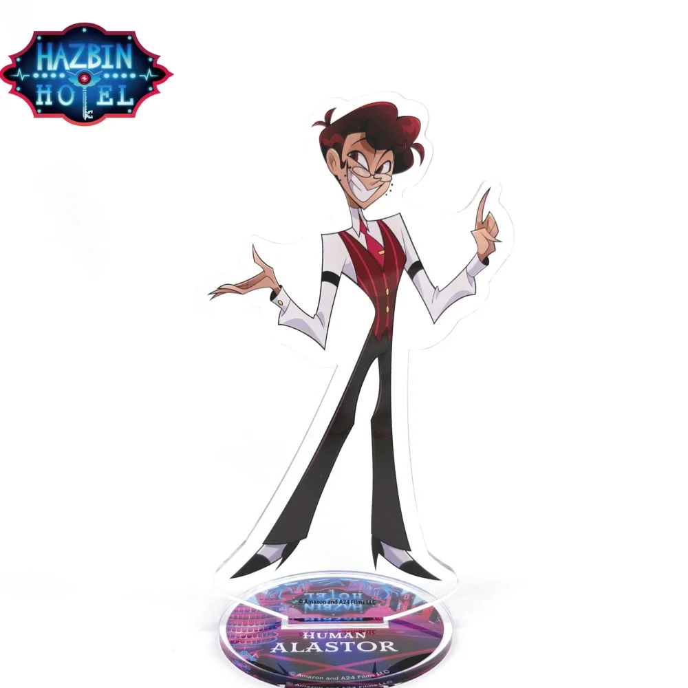 Anime Hazbin Hotel New Arrival 15cm HD Acrylic Stand Charlie Alastor Angel Dust Desktop Ornament Carnival Gift Keychain