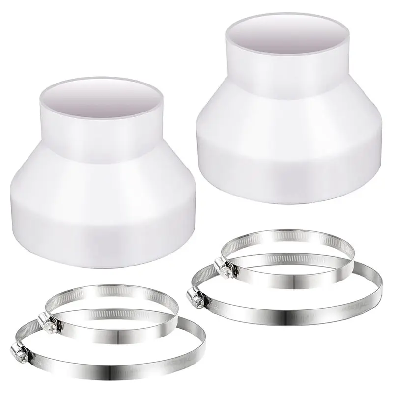 

BHBD-Air Duct Reducer Increaser 6 To 4 Inch Duct Reducer Adapter, 2 Sets With Hose Clamps, HAVC Pipe Connector