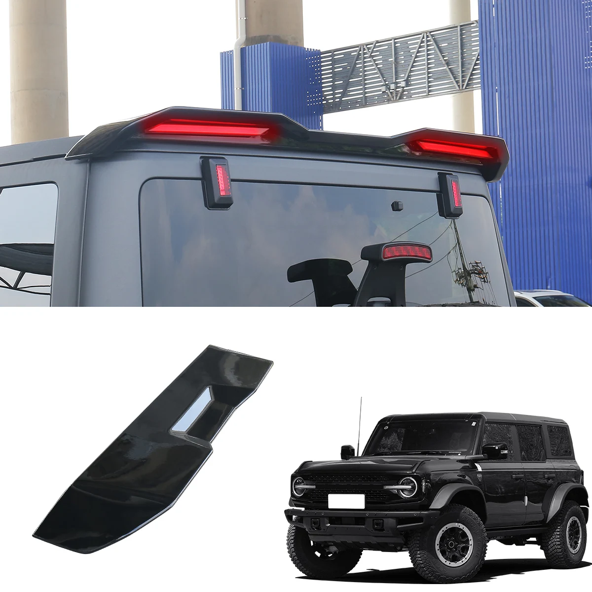 Suitable for Ford Bronco integrated with lights tail roof fixed wind wing water steering exterior modification