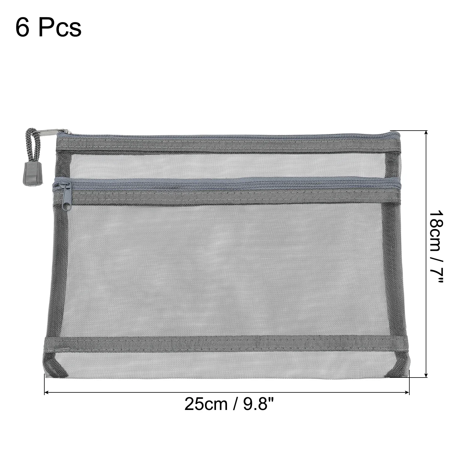6 قطعة A5 شبكة سستة الحقيبة حقيبة مستندات النايلون طبقة مزدوجة البريدي ملف المجلدات مدرسة مكتب التموين مقلمة أكياس ماكياج التجميل