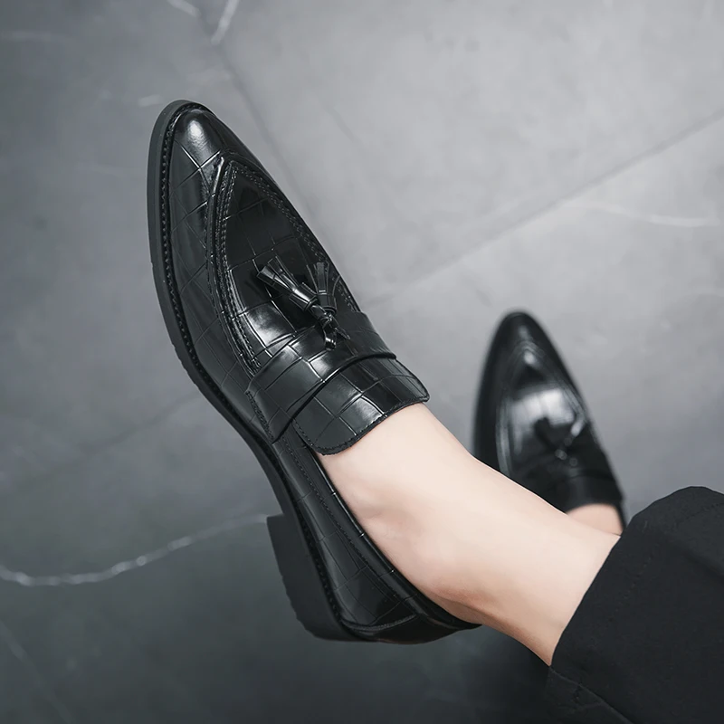 Men Fashion New Lefu Shoes Men's Shoes Pointed Lightweight Driving Shoes Business Office Leather Shoes Black 38-46 Men's Shoes