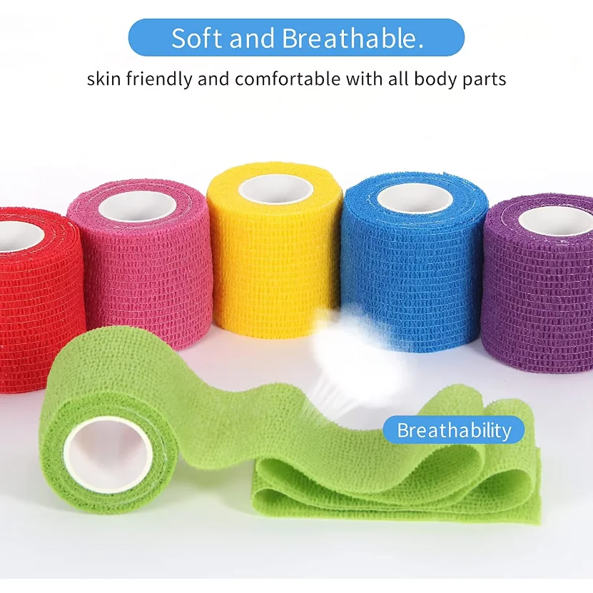 24 Pieces Self Adhesive Bandage Wrap Breathable Vet Wrap Cohesive Bandage First Aid for Pets Athletic Elastic Self Adherent Wrap