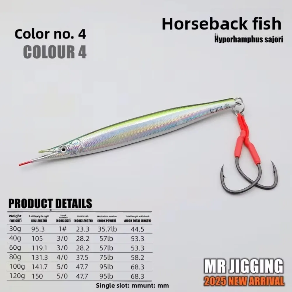 40g-60g peso 3D Hyporhamphus Sajori plantilla de Metal diseño de Jigging Material metálico señuelo de caballa española patrón 3D cuchara de pesca