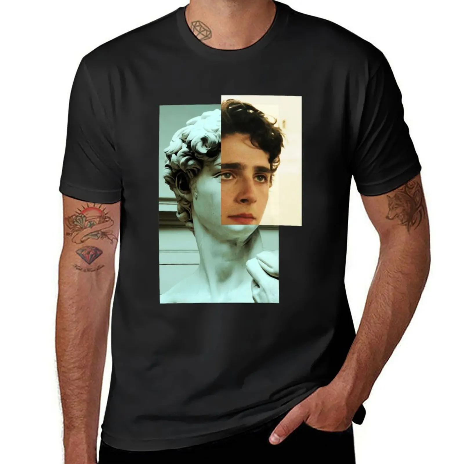 Timothee Chalamet als David Statue \ t T-Shirt schwarz Rohlinge Sport fans T-Shirts für Männer Grafik