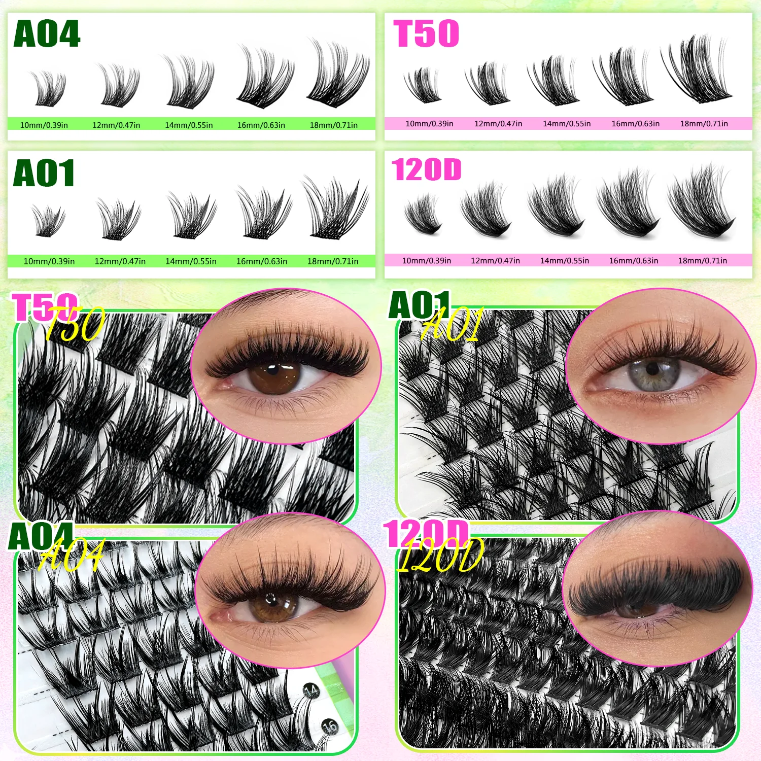 DIY Lash Extension Kit, Waterproof Long-Lasting Fluffy and Weightless, Mixed Length Lash Clusters, Perfect Gift For Makeup Lover