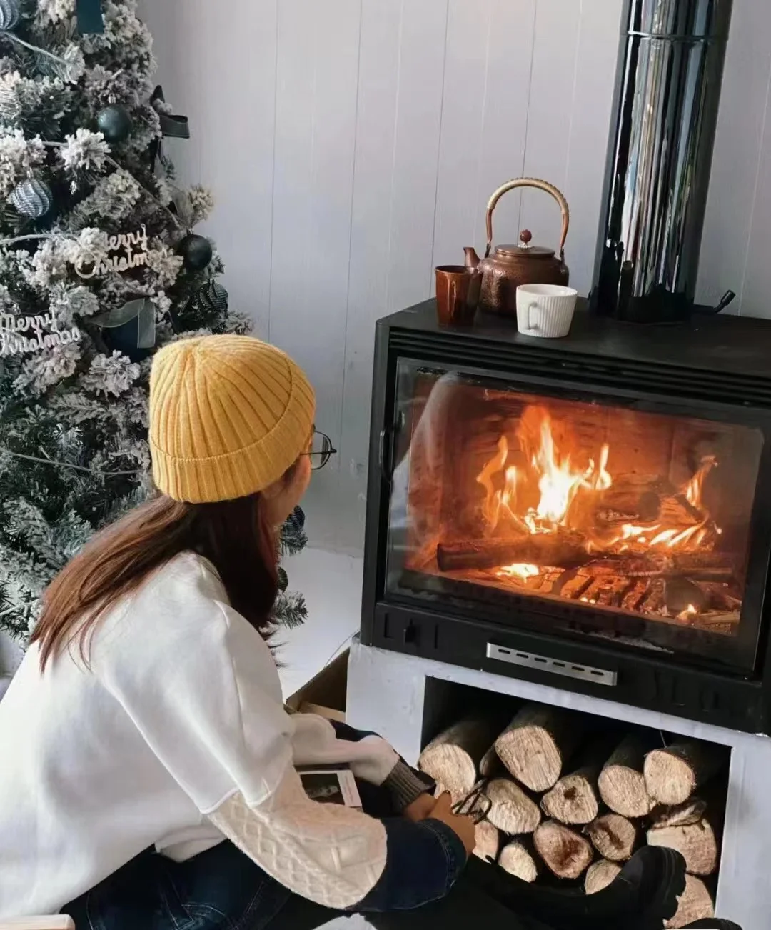 Modern Electric Wood Burning Fireplace Remote Control Steel Insert Built-In Heating Free-Standing Built-In Household Hotel