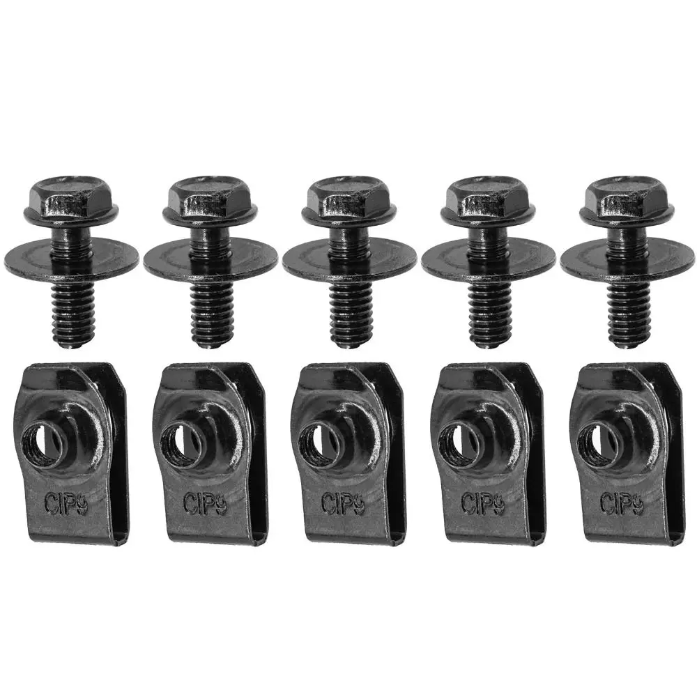 5/10pcs M6 Car Body Bolts U-clamp Splash Shield Guard Car U-nut Clips Screw Clamping Rivet Screws Splash Shield Guard Bolts
