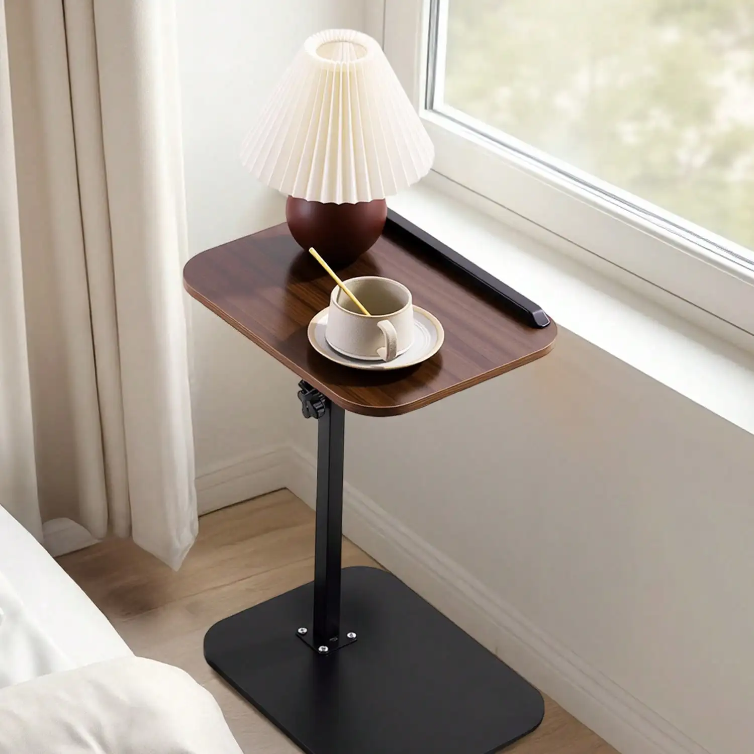 Adjustable C-Shaped Desk Table 360° Swivel Slide-Under Bed/Game Desk With Storage, Desk Accessories & Living Room