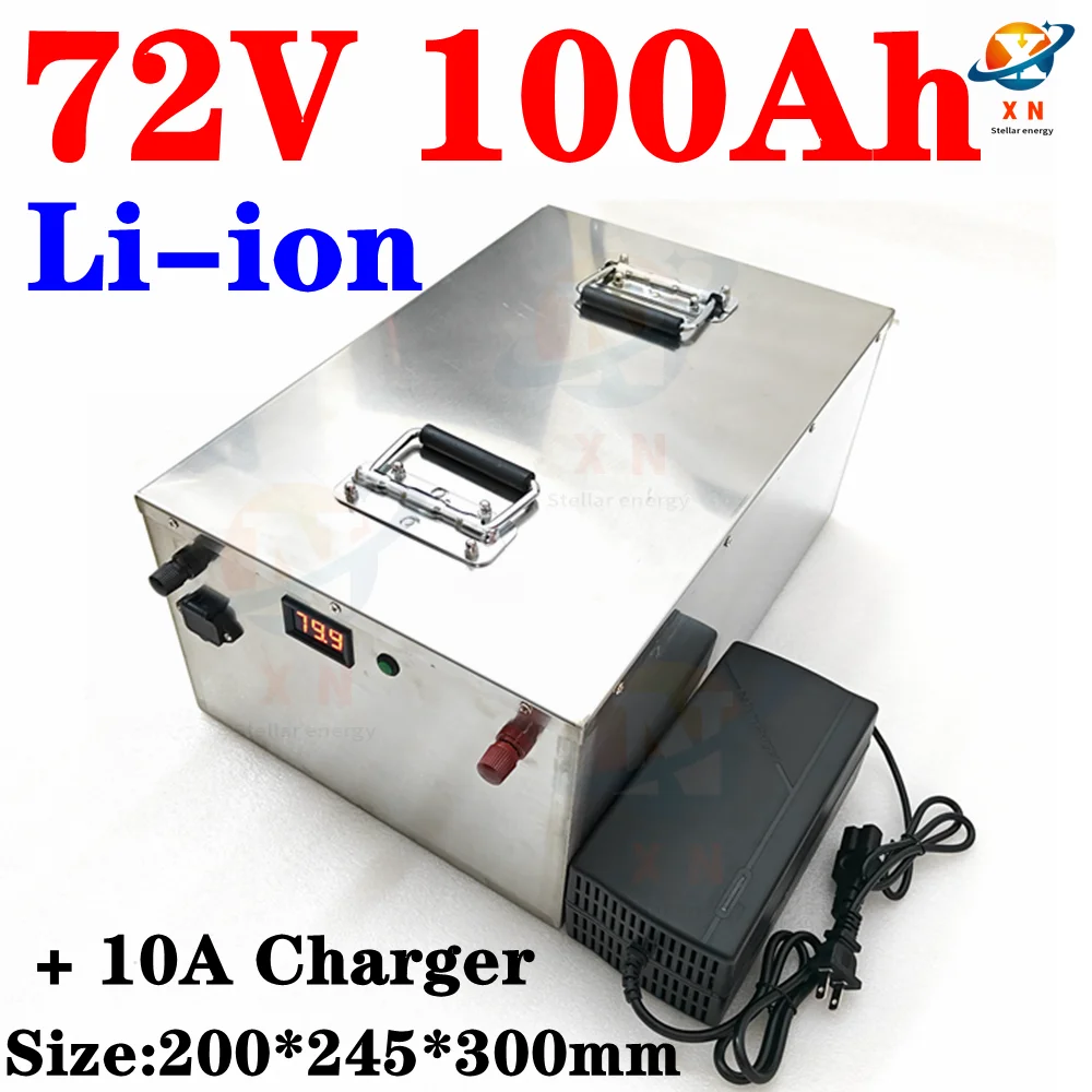 waterproof 72v 100Ah lithium ion battery li-ion 100A BMS for 7000w bike tricycle Forklift Motocycle AGV Vehicle +10A charger