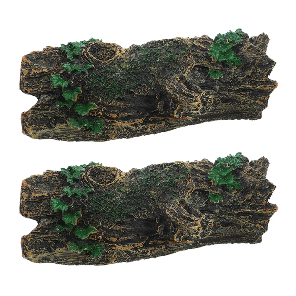 

2Pcs Reptile Shelter Cave Resin Lizard Place Tank Hideout Pets Basking Platform Natural Environment Durable Reptile Hide Decor