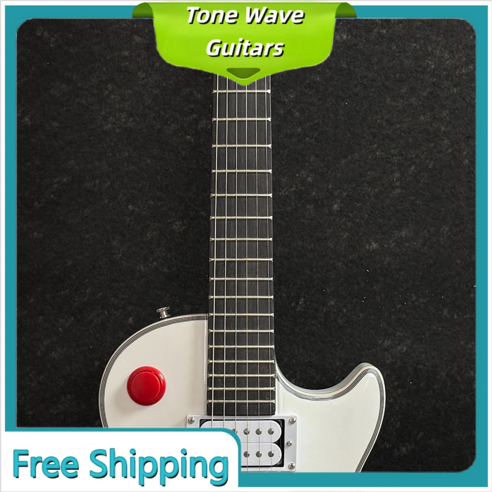 White LPAPA Electric Guitar Mahogany Body Rosewood Fingerboard HH Pickup Fixed Bridge  Red Buttons Retro Tone Rock Metal