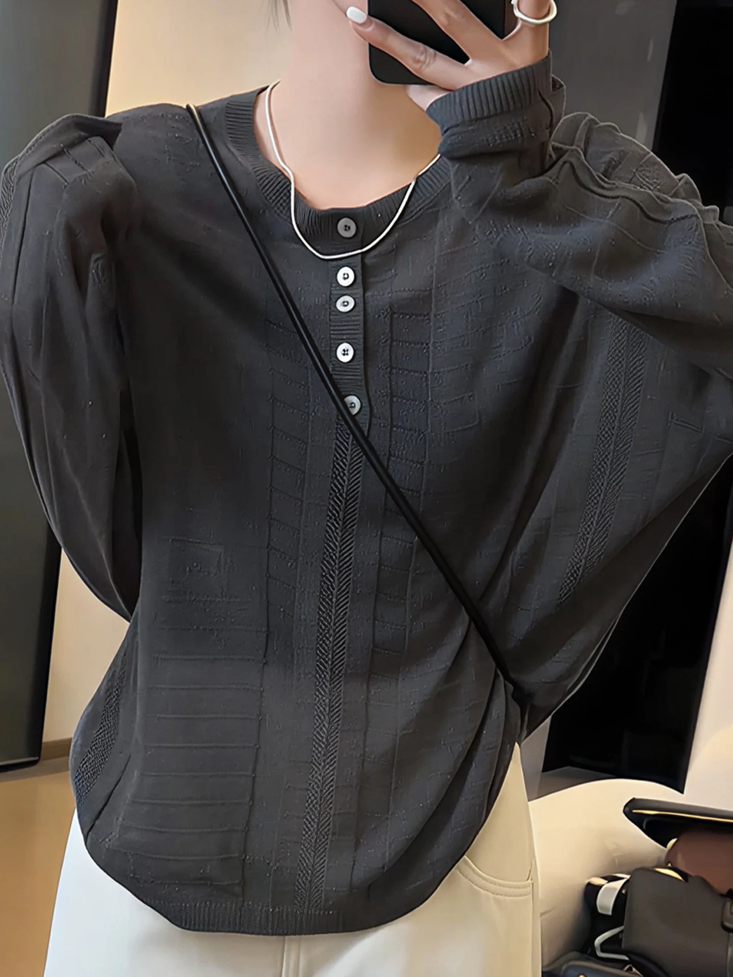 Ele Knitted Long Sve Comfortable under irt Korean Sle Loose Fit Autumn New Arrival Women's Premium Feel T-irt