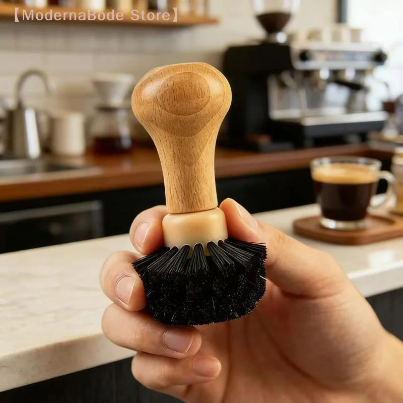 【M】Coffee Brush Cleaner Solid Wood Portafilter Basket, Barista Dusting Tool Espresso Machine Accessories Home Cafe