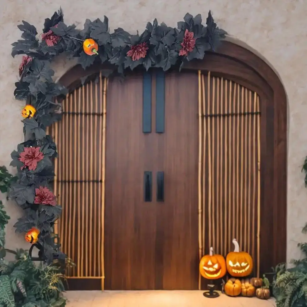 Halloween Party Supplies Festival Atmosphere Accents Halloween Artificial Maple Leaf Vine Garland Fall Wall Hanging for Holiday