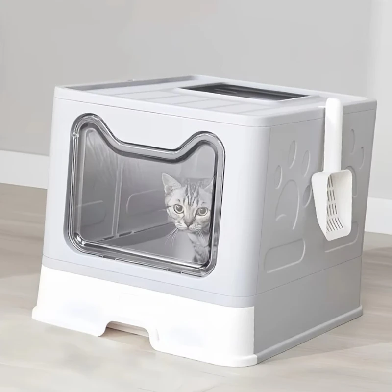 

Cat Litter Box with Tray and Scoop Space-saving Easy to Clean and Can Hold Cats up to 22 Pounds Pet Supplies and Products