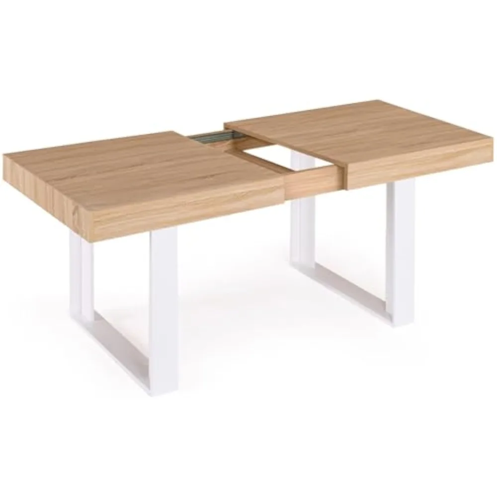 Phoenix Mesa comedor extensible, para 6-10 personas, madera color blanco, 160-200