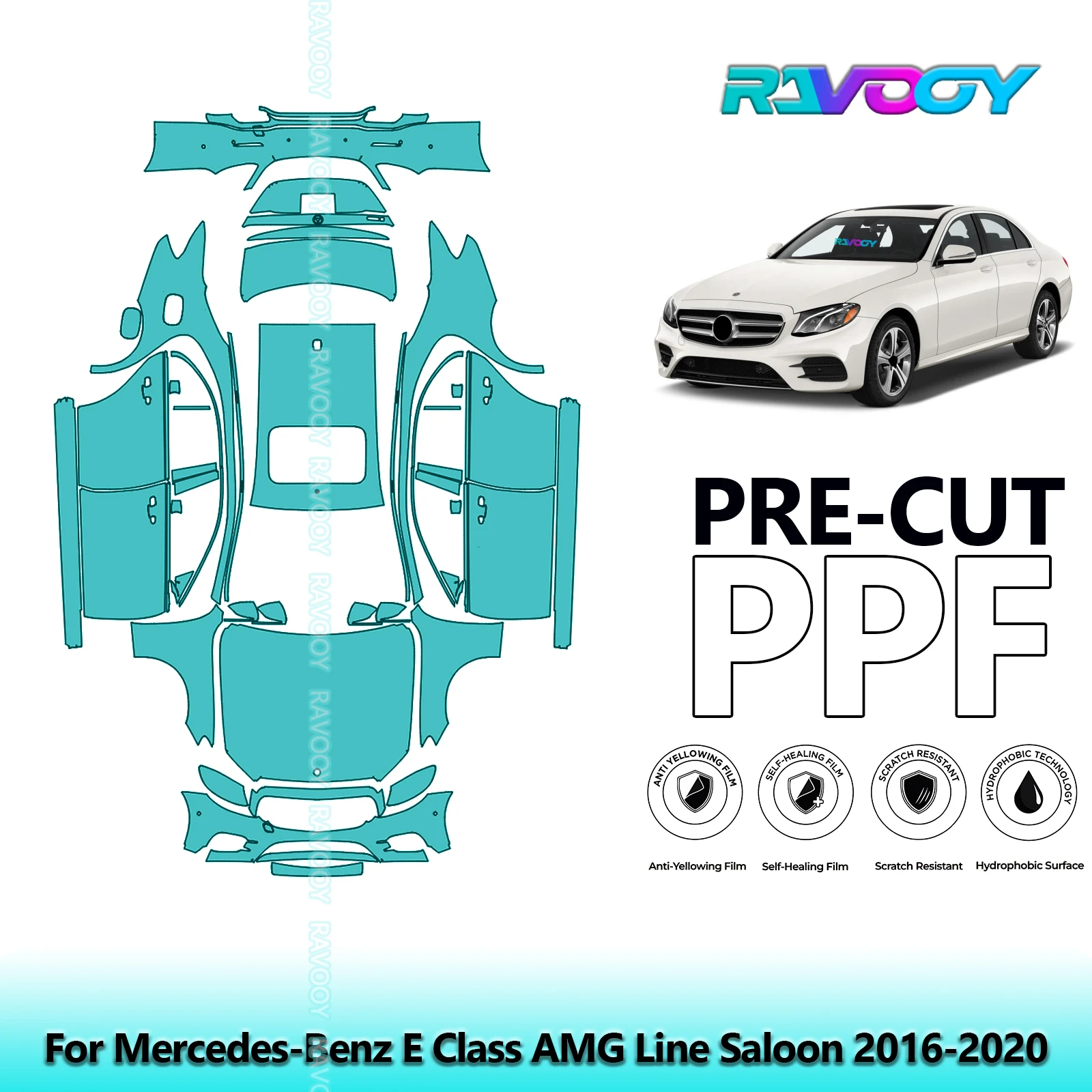 

Full Vehicle Clear Bra Precut PPF Paint Protection Film For Mercedes-Benz E Class AMG Line Saloon 2016-2020