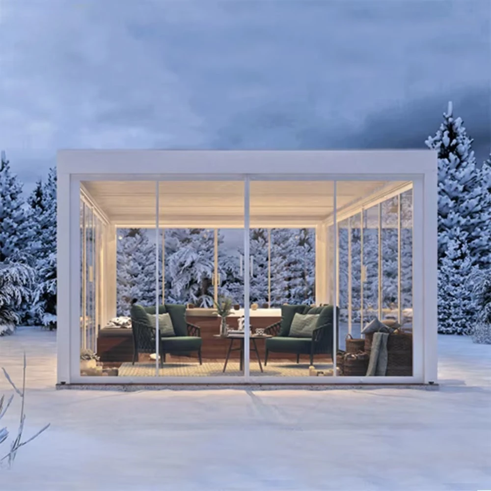 

Waterproof Snowproof Aluminum Gazebo, Bioclimatic Louvered Roof Outdoor Sun Shade Pergola for Residential Backyard Garden