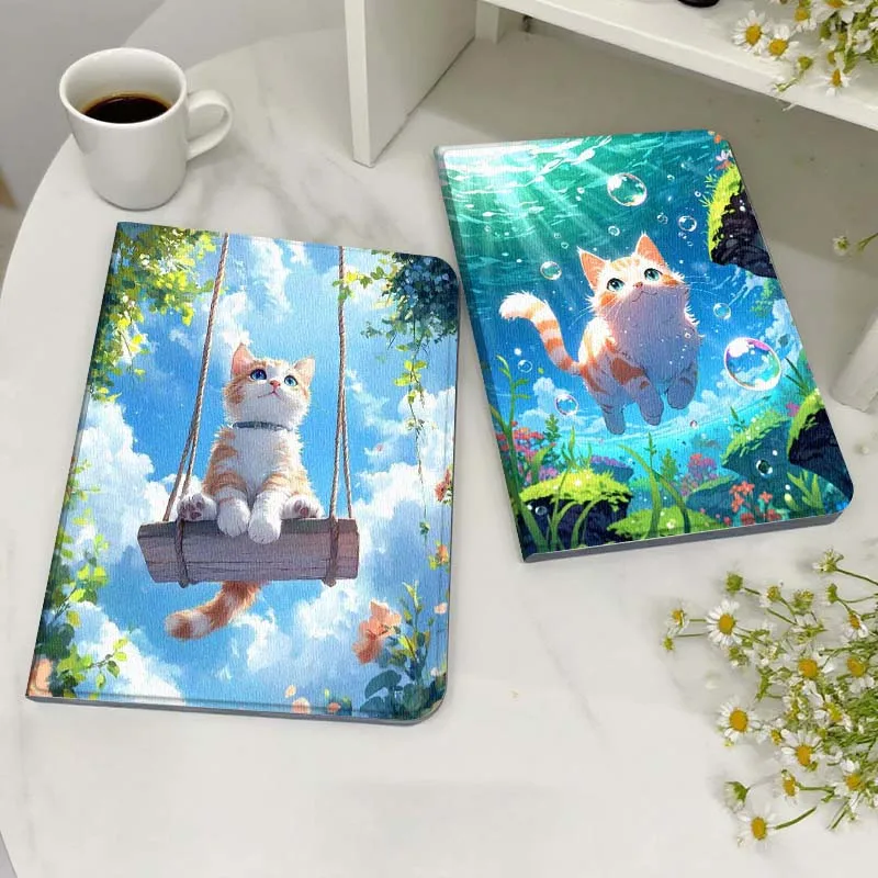 

Cute Cat Underwater Bubble For Xiaoxin Lenovo Tab Pad K11 K10 M10 P11 3rd Plus Pro Legion Y700 Y900 Gen4 2 Tablet Case Gift