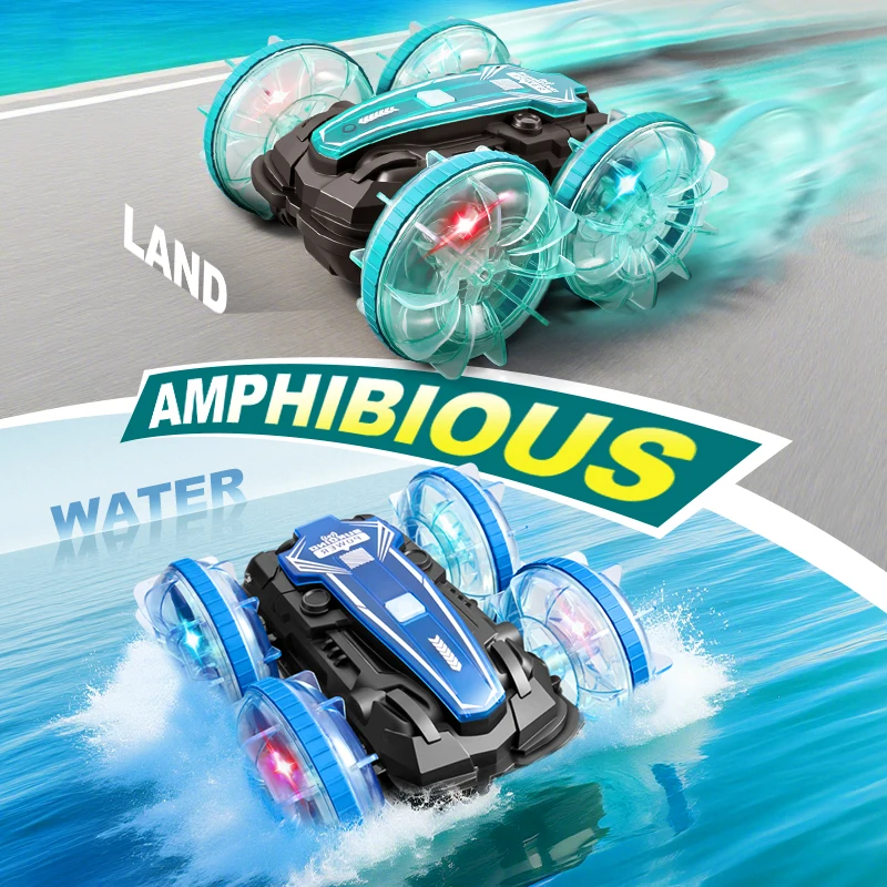 Nuovo veicolo acrobatico anfibio per auto RC, orologio con telecomando e sensore di gravità, auto caffiante bifacciale impermeabile, per regali per bambini