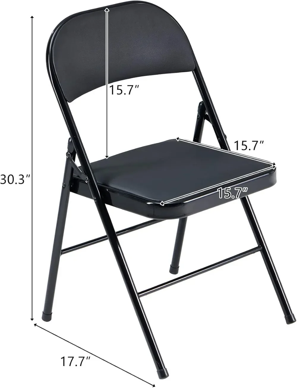 Karl home 4 Pack Black Folding Chairs with Padded Seats for Outdoor & Indoor, Portable Stackable Commercial Seat Steel Frame