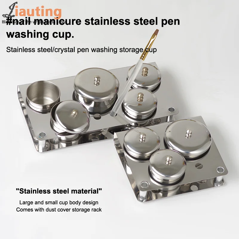 3/5pcs Stainless Dappen Dish Cups Set Salon Manicure Acrylic Powder Liquid Container Organizer Tray Dappen Dish Nail Art Tools