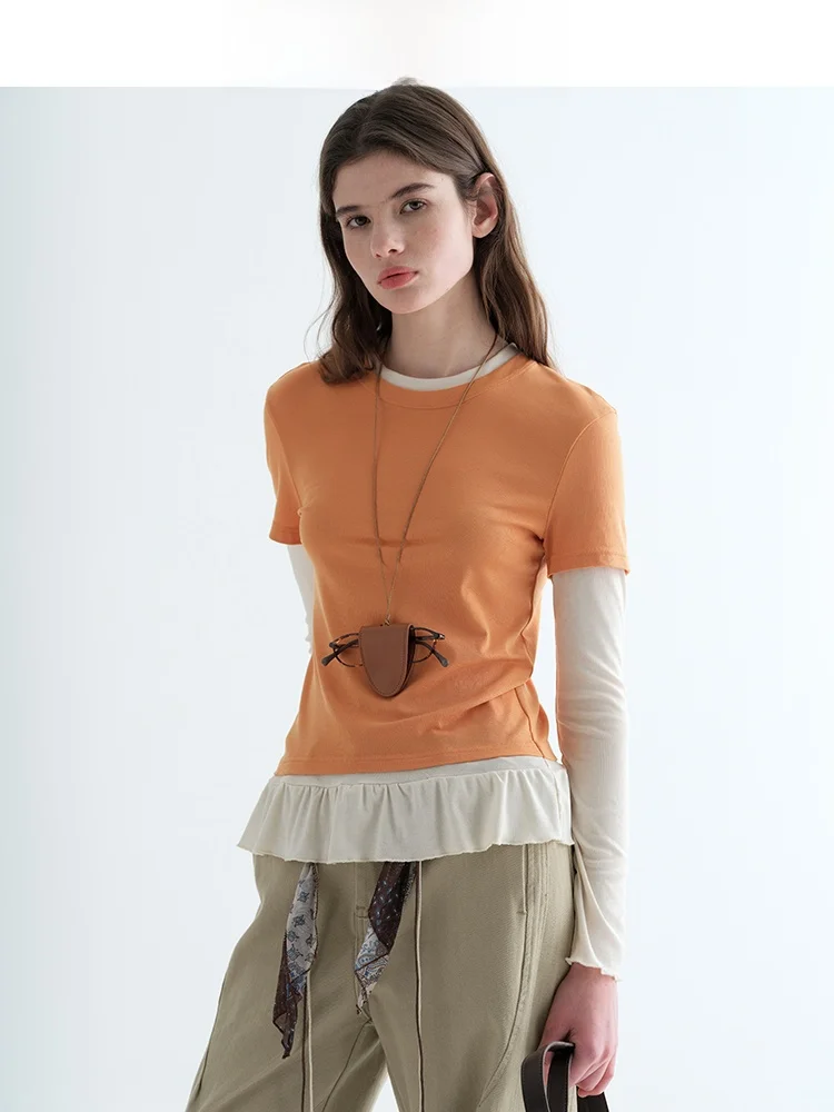 

Faionable Color Blo Long Sve T-irt Women's Base Layer Top Jiujiu Sle Casual Fit for Spring 2026 New Arrival