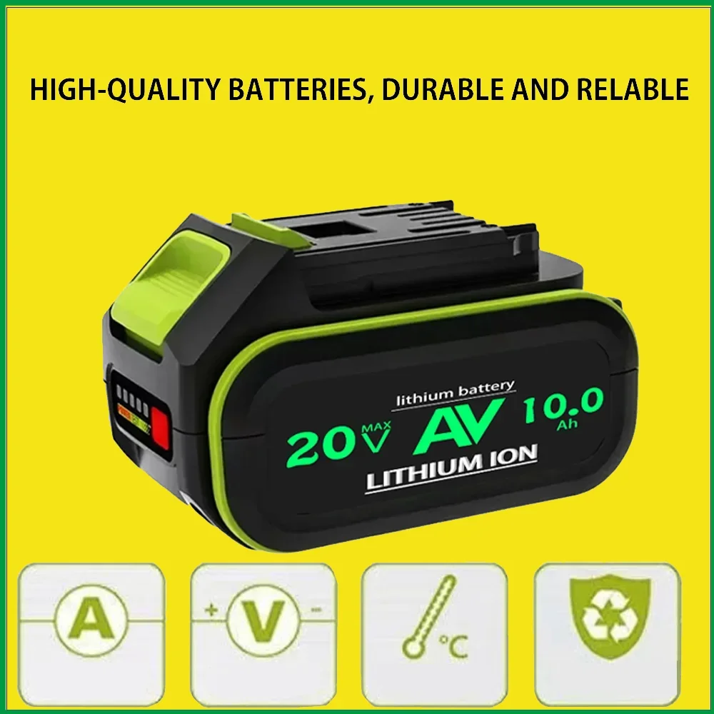 For Worx 20V 10000mAh lithium-ion battery WA3553 WA3551 WA3572 WA3553 WX390 WX176 WX178 WU268 drill bit battery