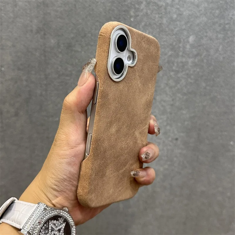 

Замшевый кожаный безрамный чехол HOCE для iPhone 13, 14, 15, 16, 17 Pro Max, рамка с покрытием объектива, ультратонкая противоударная жесткая задняя крышка