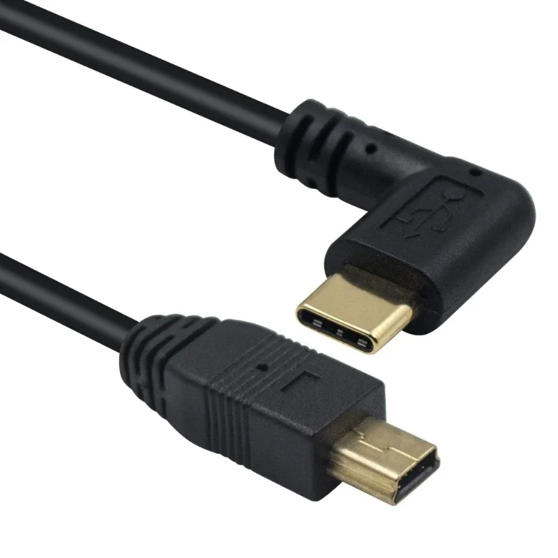 25cm Type C to Micro USB Cable 90 Degree Micro 5 Pin Male to USB C Male Extension Adapter for Camera Phone OTG Cable