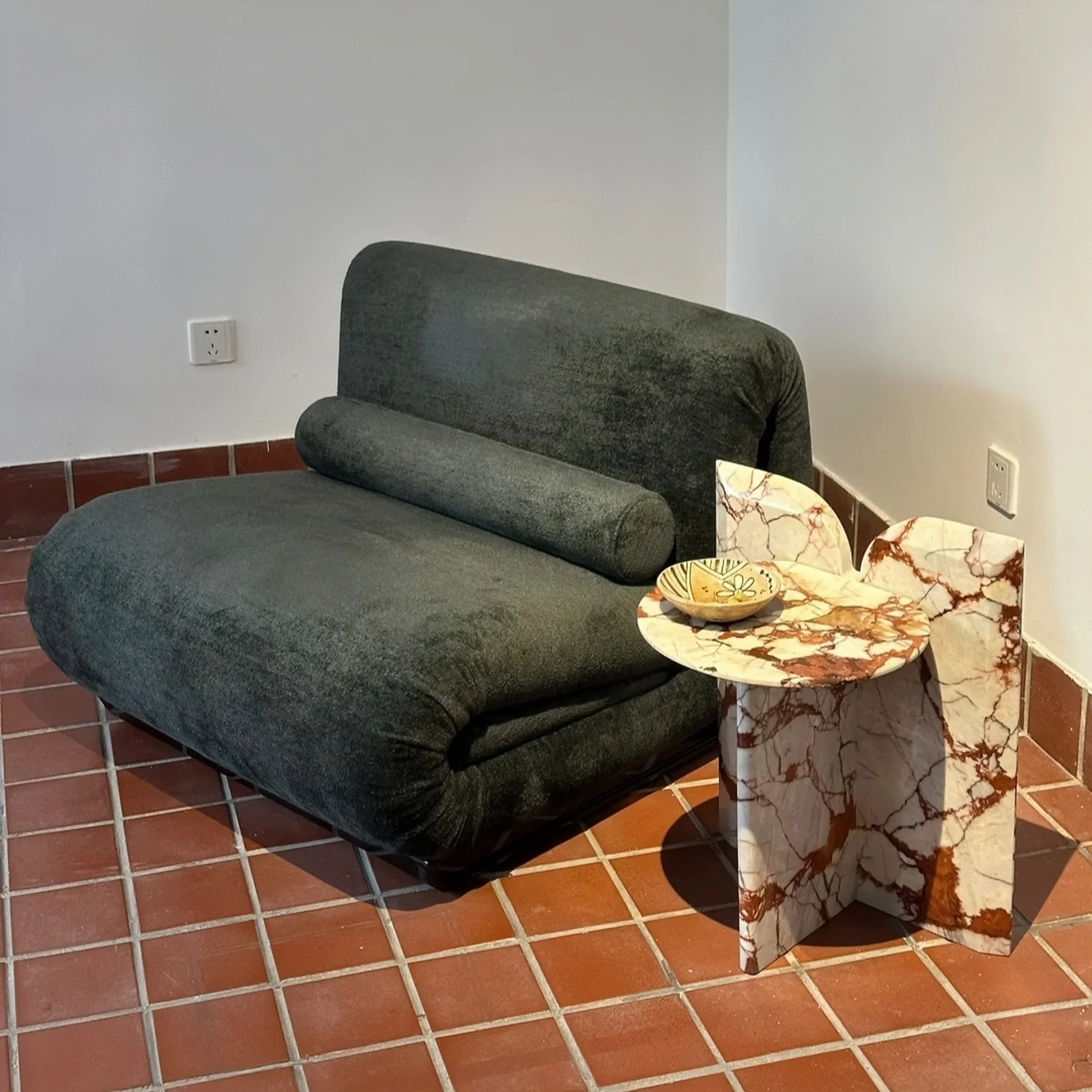&c Designer Retro Green  Single Sofa for Middle-Aged Lazy Casual Villa Lounge or Balcony for Living Room Use