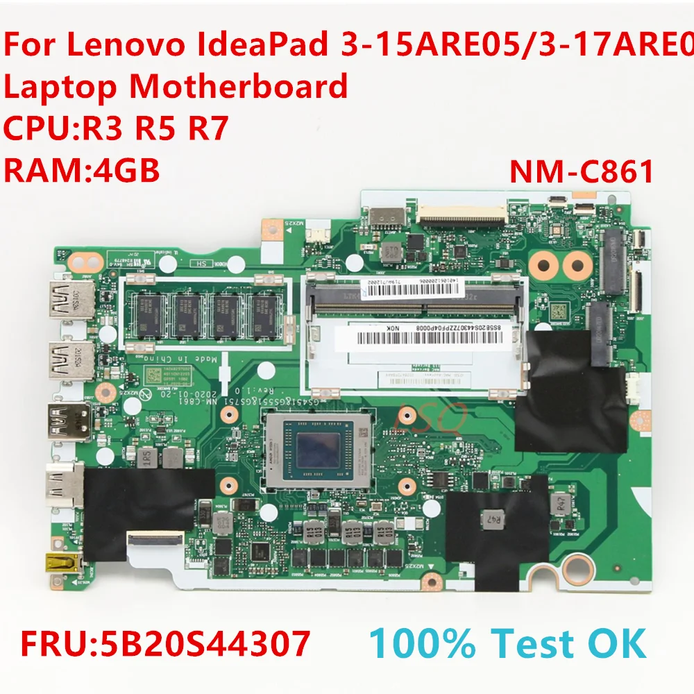 

NM-C861 для Lenovo IdeaPad 3-15ARE05 материнская плата для ноутбука с процессором: R3 R5 R7 FRU:5B20S44307 100% ТЕСТ ОК